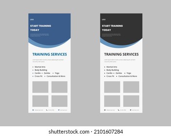shape your body roll-up banner, flyer, dl flyer. fitness studio roll-up banner design. get in shape roll-up banner, poster, leaflet design.
