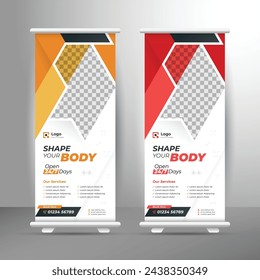 Shape your body Rollup banner design for gym