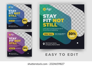 Shape your body square flyer or Instagram social media post template
