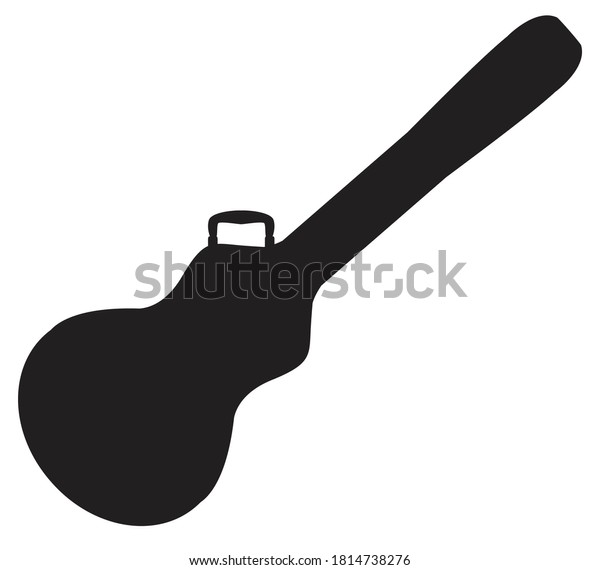 A shaped acoustic guitar case silhouette on a\
white background