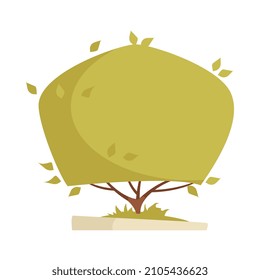 Shaped bush small tree with green leaves in flat style vector illustration