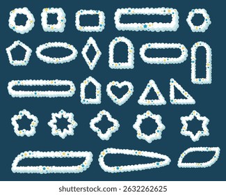 Shaped cloud frame with stars set. Vector illustration.
