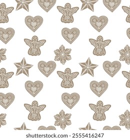 shaped cookie, vector seamless pattern 