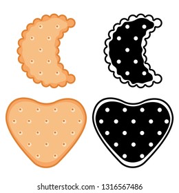 Shaped cookies, crackers vector isolated on white background