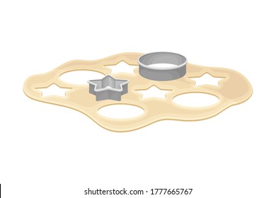 Shaped Cooking Rings for Dough Molding as Baking Process Vector Illustration