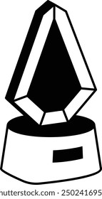Un cristal en forma con diseño de ícono de escudo de base negra, símbolo de Vector, signo de expresión de gratitud, ilustración de insignia distintiva, concepto isométrico de AI Annual Achievement Awards