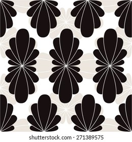 Shaped elements in a vertical pattern, seamless vector background.