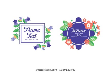 Marcos con decoración floral para el conjunto de vectores de diseño de tarjetas de felicitación y de bienvenida