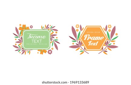 Shaped Frames with Floral Decoration for Greeting and Invitation Card Design Vector Set