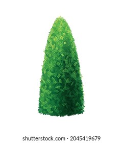 Shaped garden bush with green leaves on white background realistic vector illustration