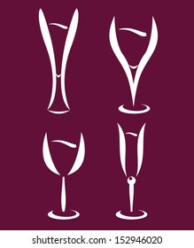 shaped glasses, goblets and champagne cup vector
