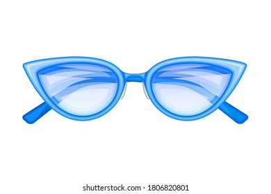 Shaped Horn Rimmed Sunglasses or Shades as Protective Eyewear Vector Illustration