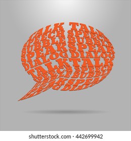 Shaped letters vector. Text wrap effect. Chat bubble created with envelope distort feature.