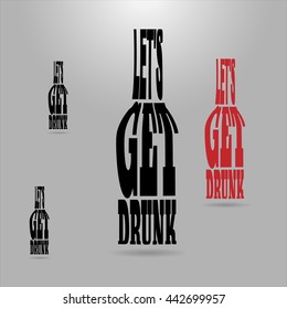 Shaped letters vector. Text wrap effect. Flask created with envelope distort feature.