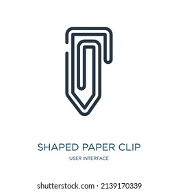 shaped paper clip thin line icon. paper, office linear icons from user interface concept isolated outline sign. Vector illustration symbol element for web design and apps.