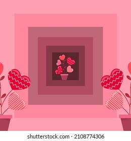 ็Heart shaped romantic tree on pink background.
