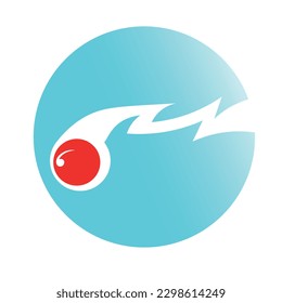 Shaped round logo with blue color and have a red dot like running fast isolated in white background. Suitable for transportation or logistics business.