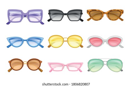 Shaped Sunglasses or Shades as Protective Eyewear Vector Set