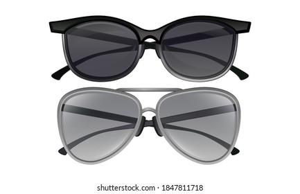 Shaped Sunglasses or Shades as Protective Eyewear Vector Set