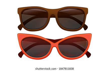 Shaped Sunglasses or Shades as Protective Eyewear Vector Set