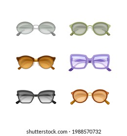 Shaped Sunglasses or Shades as Protective Eyewear Vector Set