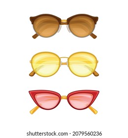 Shaped Sunglasses or Shades as Protective Eyewear Vector Set