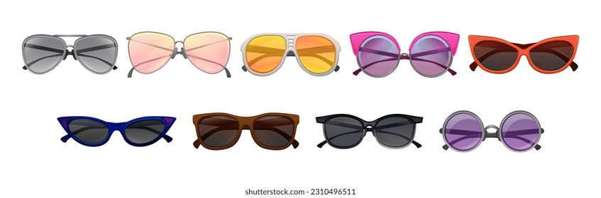 Shaped Sunglasses or Shades as Protective Eyewear Vector Set