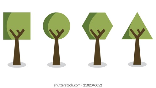 Shaped trees vector art in major shapes