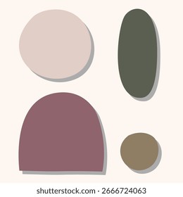 Padrão sem emenda vetorial em forma no estilo Wabi-Sabi. Cores terrosas suavizadas com formas orgânicas e linhas fluidas desenhadas à mão imperfeitas. Este design é perfeito para arte de parede moderna, impressões têxteis, branding