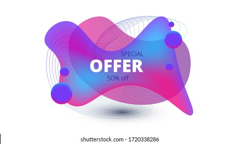 shapeless floating icon with soap bubbles and a grid on a white background with the inscription special offer