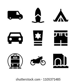 shaper, platform, bottle and underwear icons in Travel vector set. Graphics for web and design