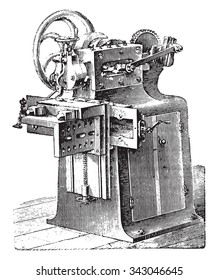 Shaper, vintage engraved illustration. Industrial encyclopedia E.-O. Lami - 1875.
