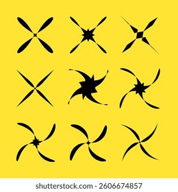 Shapes abstract geometric bold star flower spin element