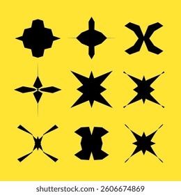 Shapes abstract geometric bold star flower spin element
