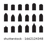 Shapes of architectural types of Gothic style arches and windows. Big set of characteristic architectural forms. Vector illustration