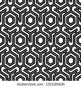 Shapes background. Geometrical backdrop.Polygonal motif. Geometric wallpaper.Hexagons, figures ornament. Digital paper, textile print, abstract.Seamless pattern. Vector