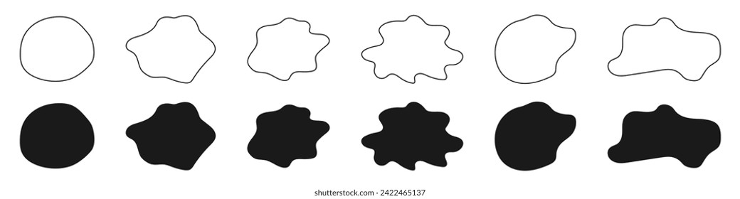 Shapes. Blob Shape. Black Shape. Liquid organic Shapes. Irregular liquid, Blob shape. Vector illustration