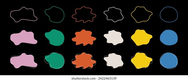 Shapes. Blob Shape. Colorful Shape. Liquid organic Shapes. Irregular liquid, Blob shape. Vector illustration