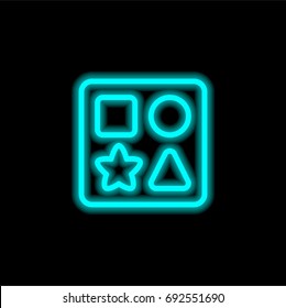 Shapes blue glowing neon ui ux icon. Glowing sign logo vector