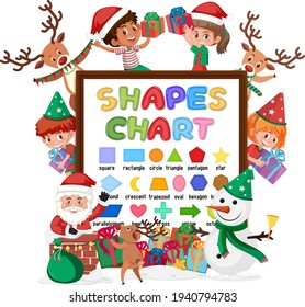 Shapes chart board with wild animals illustration