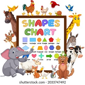 Shapes chart board with wild animals illustration
