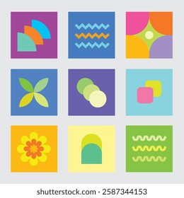 shapes circle half colorfull flower zigzag