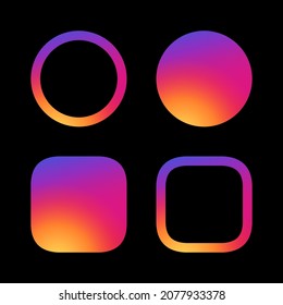 Shapes circle and square with smooth gradient on black background. Vector