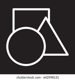 Shapes - circle, square, triangle line icon, white outline sign, vector illustration