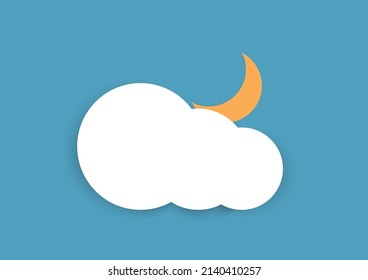 shapes clouds and moon on a bright day on blue background