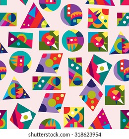 shapes color seamless pattern white