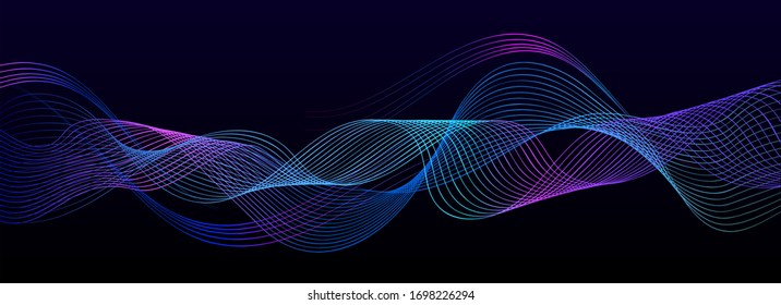 Shapes created with lines in the space. Creative neon colors. Modern abstract background.