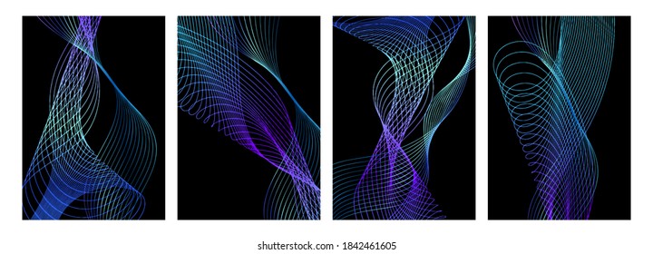 Shapes created with lines in the space. Creative neon colors. Modern abstract background.