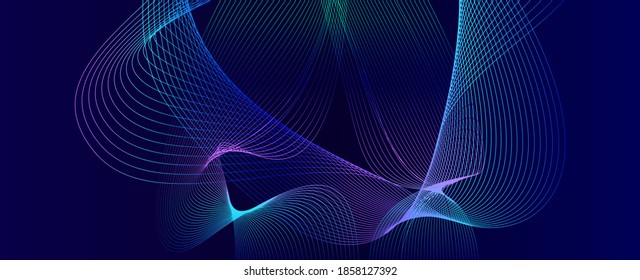 Shapes created with lines in the space. Creative neon colors. Modern abstract background.