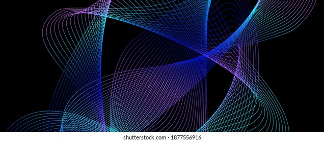 Shapes created with lines in the space. Creative neon colors. Modern abstract background.